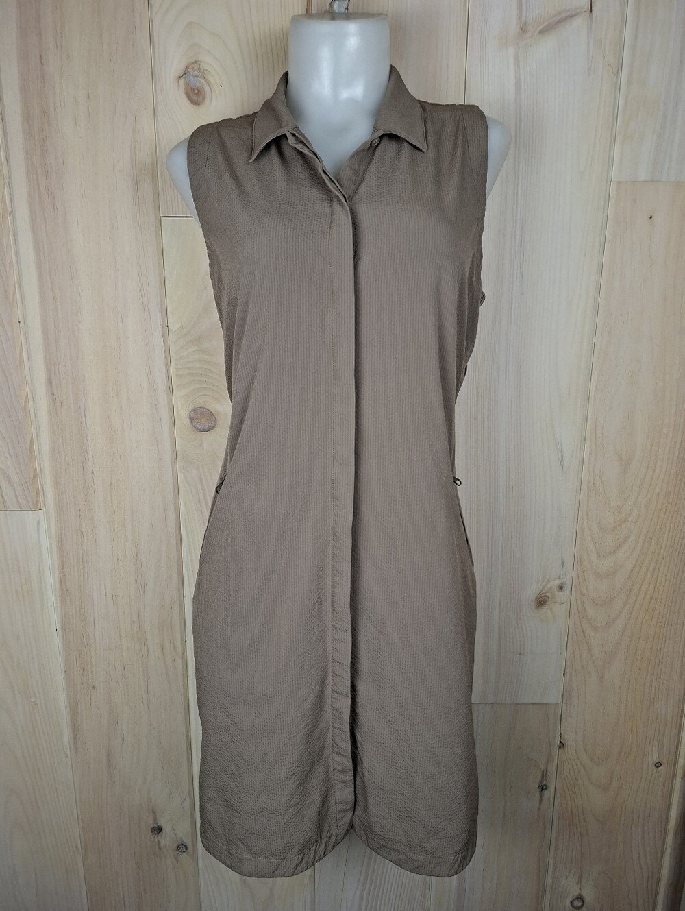 🍄3/50$🍄Lolë Momentum Shirt Dress - Sleeveless Stretch Taupe Size M - Picture 9 of 13